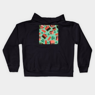 Jovielle Forest Birdhouses Tossed on Soft Green Kids Hoodie